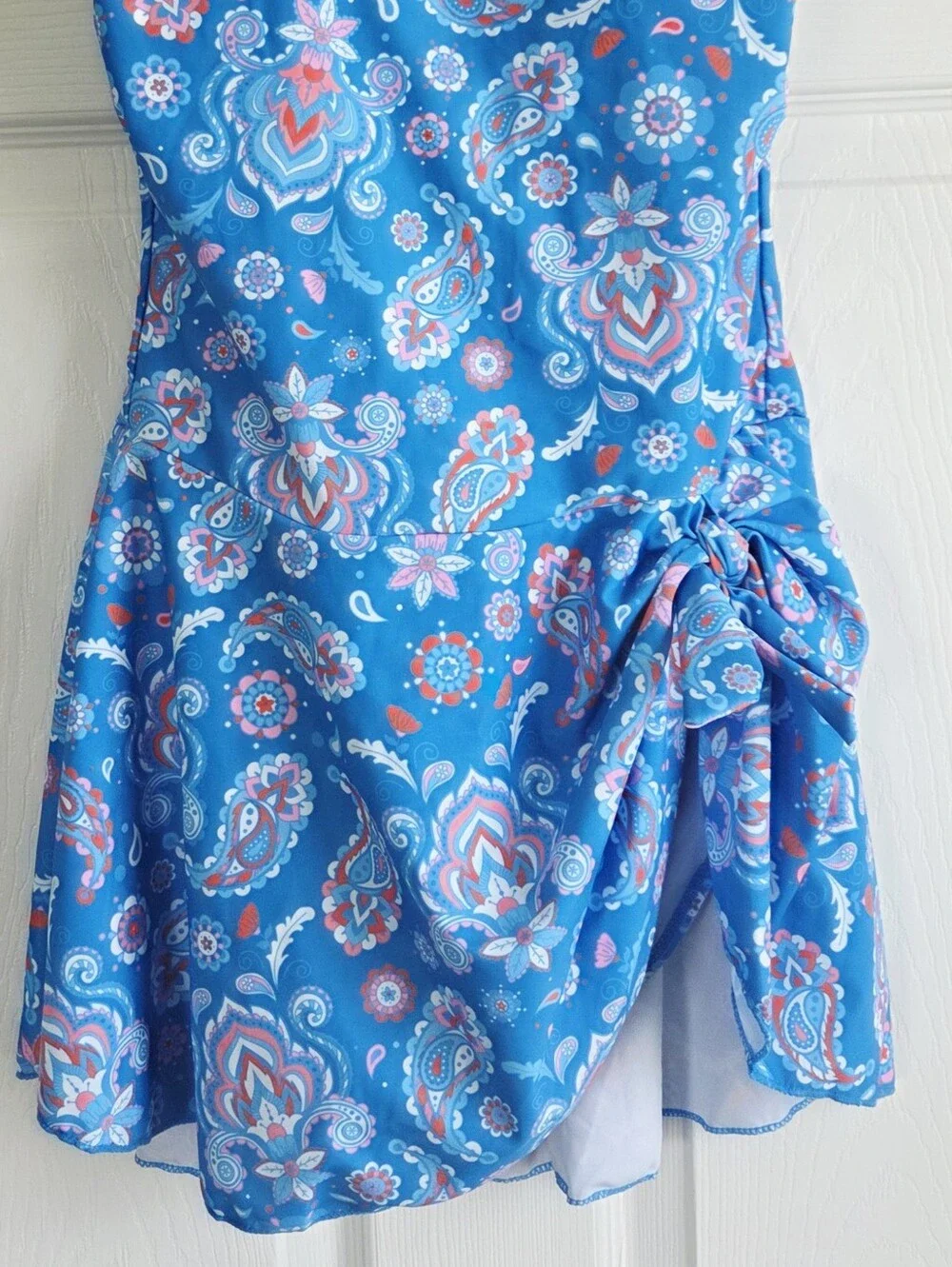 New!!! Eomenie ✨️ Blue Paisley One-Piece Women's Swimdress with Side Tie Size S